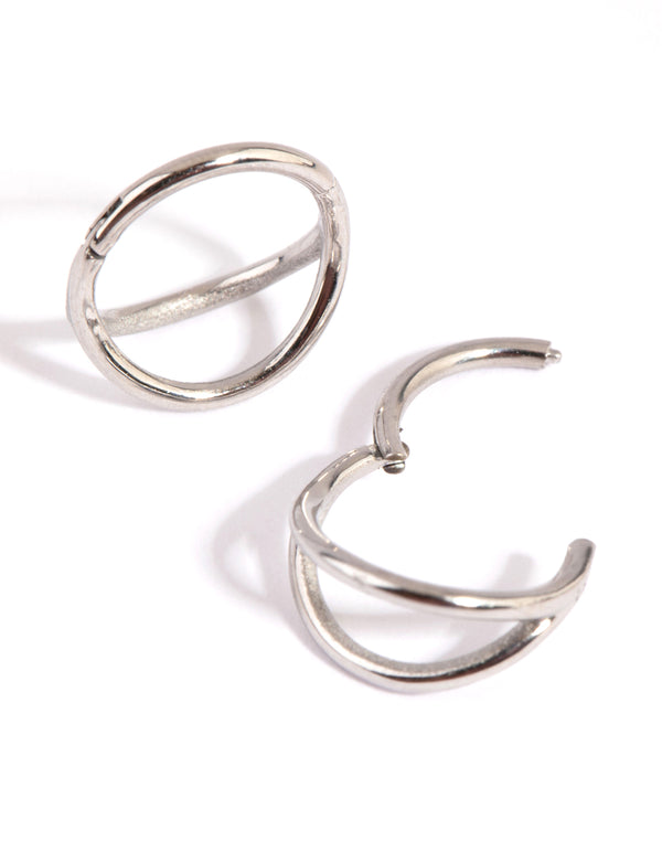 925 Sterling Silver 10mm French Lock Hoop Sleeper Earrings (Pair) | eBay