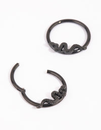 Matte Black Surgical Steel Snake Sleeper Earrings - link has visual effect only