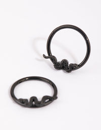 Matte Black Surgical Steel Snake Sleeper Earrings - link has visual effect only