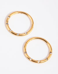 Gold Plated Surgical Steel Diamante 8mm Sleeper Earrings - link has visual effect only