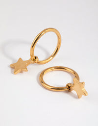 Gold Plated Surgical Steel Star Charm Sleeper Earrings - link has visual effect only