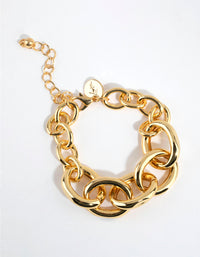 Gold Plated Statement Chain Bracelet - link has visual effect only