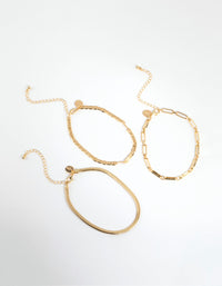 Gold Plated Mixed Chain Anklet Pack - link has visual effect only