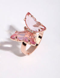 Rose Gold Pink Glass Butterfly Ring - link has visual effect only