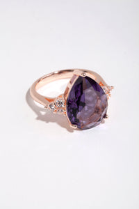 Rose Gold Pear Purple Cubic Zirconia Ring - link has visual effect only