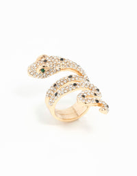 Gold Large Snake Diamante Ring - link has visual effect only