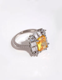 Silver Radiant Citrine Cubic Zirconia Ring - link has visual effect only