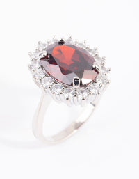 Rhodium Ruby Cubic Zirconia Oval Ring - link has visual effect only