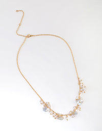 Gold Plated Freshwater Pearl Cluster Drop Necklace - link has visual effect only