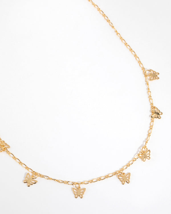 Gold Plated Butterfly Charm Necklace