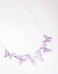 Lilac Coated Metal Butterfly Stamp Statement Necklace - link has visual effect only