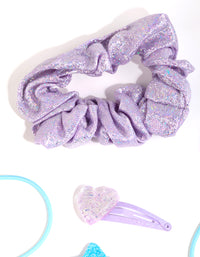 Kids Glitter Motif Hair Clips & Ties with Pouch - link has visual effect only