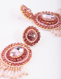 Pink Beaded Drop Earrings - link has visual effect only