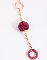 Gold & Pink Seed Beed Thread Wapped Long Necklace - link has visual effect only