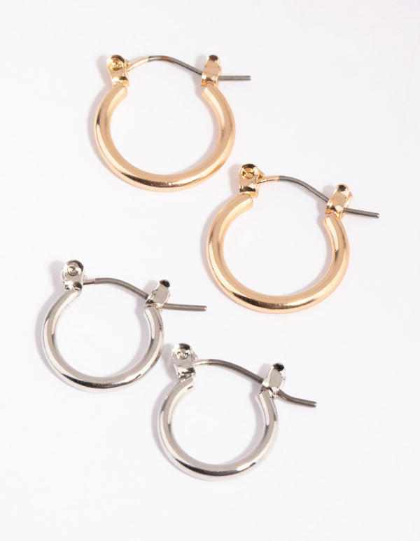 Mixed Metal Small Classic Hoop Earrings