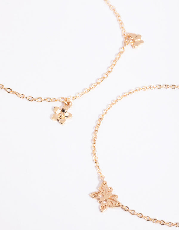 Gold Butterfly Bracelet Set