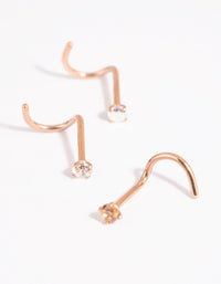 Rose Gold Surgical Steel Light Stone Nose Stud Pack - link has visual effect only