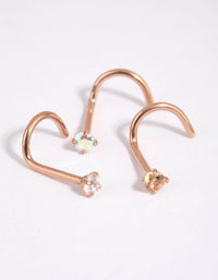 Rose Gold Surgical Steel Light Stone Nose Stud Pack - link has visual effect only