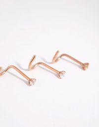 Rose Gold Surgical Steel Light Stone Nose Stud Pack - link has visual effect only