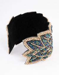 Multicolored Seed Bead Leaf Cuff Bangle - link has visual effect only