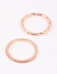 Rose Gold Plated Sterling Silver Diamante Ring Set - link has visual effect only