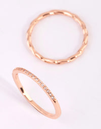 Rose Gold Plated Sterling Silver Diamante Ring Set - link has visual effect only