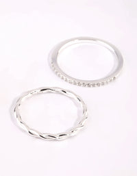 Sterling Silver Cubic Zirconia Ring Set - link has visual effect only