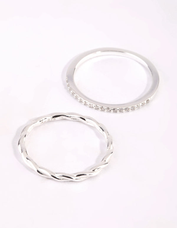 Sterling Silver Cubic Zirconia Ring Set