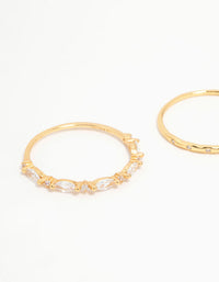 Gold Plated Sterling Silver Marquise Ring Set - link has visual effect only