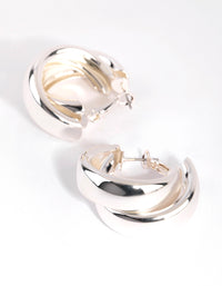 Silver Thick Double Hoop Earrings - link has visual effect only