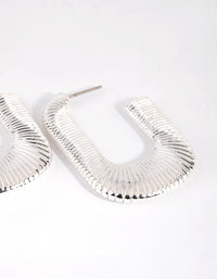 Silver Ribbed Open Rectangle Earrings - link has visual effect only