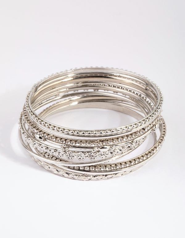 Rhodium Statement Bangle Pack