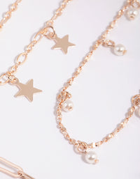 Rose Gold Star & Pearl Choker 6-Pack - link has visual effect only