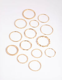 Gold Fine Mixed Band Ring Pack - link has visual effect only