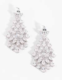 Rhodium Cubic Zirconia Statement Chandelier Drop Earrings - link has visual effect only