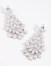 Rhodium Cubic Zirconia Statement Chandelier Drop Earrings - link has visual effect only