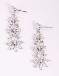 Silver Cubic Zirconia Flower Drop Earrings - link has visual effect only