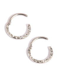 Surgical Steel Pave Hoop Earrings - link has visual effect only