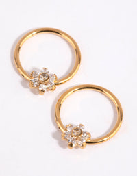 Gold Plated Surgical Steel Small Flower Hoop Earrings - link has visual effect only