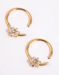 Gold Plated Surgical Steel Small Flower Hoop Earrings - link has visual effect only