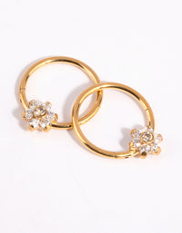 Gold Plated Surgical Steel Small Flower Hoop Earrings - link has visual effect only