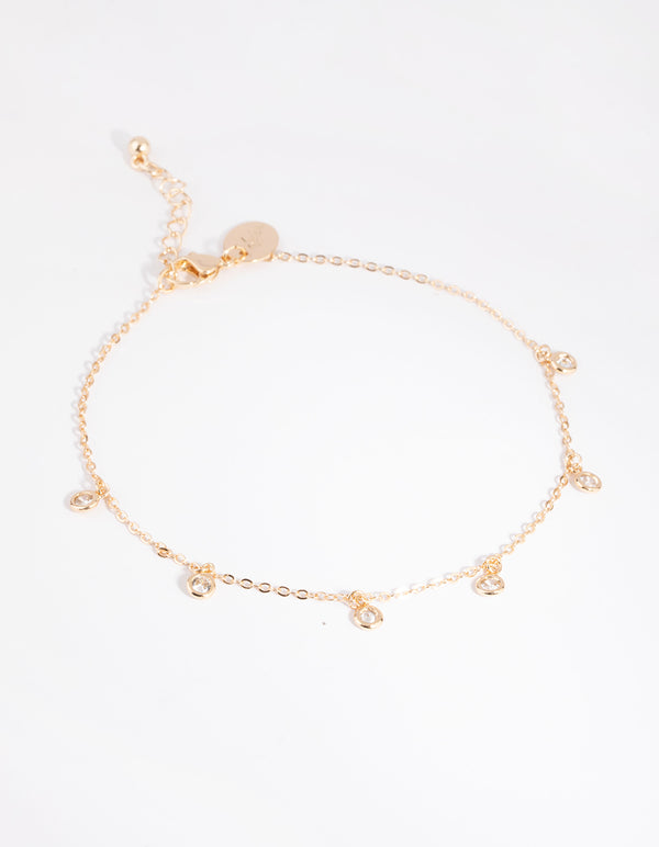 Gold Diamante & Chain Anklet