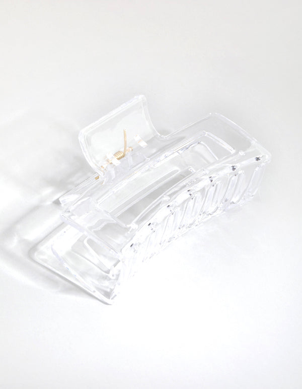 Large Rectangular Clear Hair Claw Clip