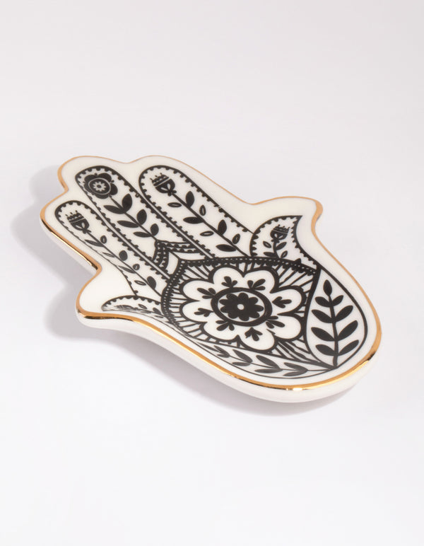 Hamsa Hand Ceramic Trinket Tray