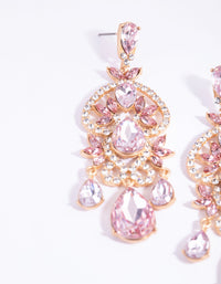 Gold & Blush Diamante Drop Earrings - link has visual effect only