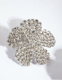 Rhodium Diamante Flower Stud Earrings - link has visual effect only