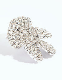 Rhodium Diamante Flower Stud Earrings - link has visual effect only