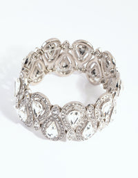 Rhodium Diamante Teardrop Stretch Bracelet - link has visual effect only