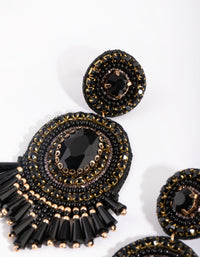 Black Beaded Drop Earrings - link has visual effect only