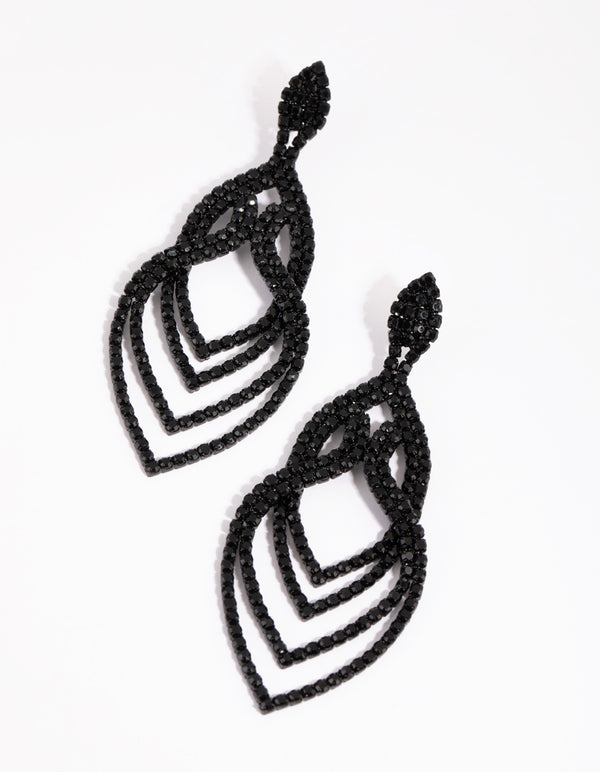 Matte Black Layered Drop Earrings